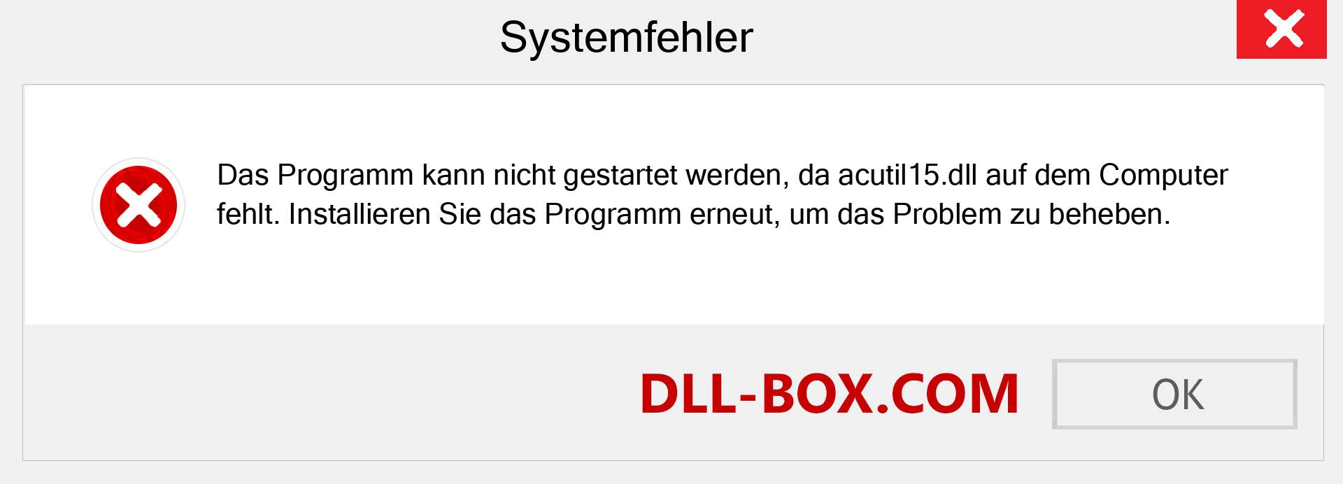 acutil15.dll-Datei fehlt?. Download für Windows 7, 8, 10 - Fix acutil15 dll Missing Error unter Windows, Fotos, Bildern