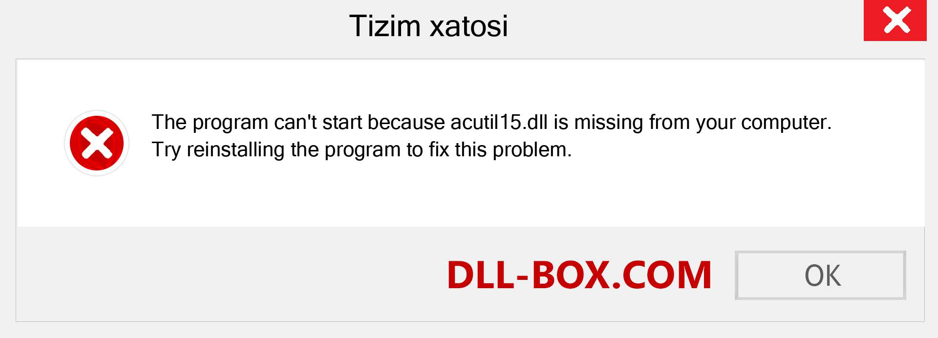 acutil15.dll fayli yo'qolganmi?. Windows 7, 8, 10 uchun yuklab olish - Windowsda acutil15 dll etishmayotgan xatoni tuzating, rasmlar, rasmlar